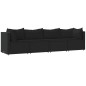 vidaXL 4-tlg. Garten-Lounge-Set mit Kissen Schwarz Poly Rattan vidaXL 4-tlg. Garten-Lounge-Set mit Kissen Schwarz Poly Rattan
