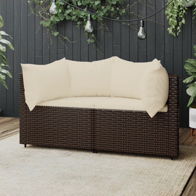 vidaXL Garten-Ecksofas mit Kissen 2 Stk. Braun Poly Rattan vidaXL Garten-Ecksofas mit Kissen 2 Stk. Braun Poly Rattan