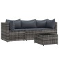 vidaXL 4-tlg. Garten-Lounge-Set mit Kissen Grau Poly Rattan vidaXL 4-tlg. Garten-Lounge-Set mit Kissen Grau Poly Rattan
