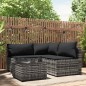 vidaXL 4-tlg. Garten-Lounge-Set mit Kissen Grau Poly Rattan vidaXL 4-tlg. Garten-Lounge-Set mit Kissen Grau Poly Rattan