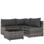 vidaXL 4-tlg. Garten-Lounge-Set mit Kissen Grau Poly Rattan vidaXL 4-tlg. Garten-Lounge-Set mit Kissen Grau Poly Rattan