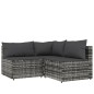 vidaXL 4-tlg. Garten-Lounge-Set mit Kissen Grau Poly Rattan vidaXL 4-tlg. Garten-Lounge-Set mit Kissen Grau Poly Rattan