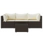 vidaXL 4-tlg. Garten-Lounge-Set mit Kissen Braun Poly Rattan vidaXL 4-tlg. Garten-Lounge-Set mit Kissen Braun Poly Rattan