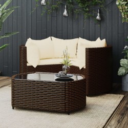 vidaXL 4-tlg. Garten-Lounge-Set mit Kissen Braun Poly Rattan
