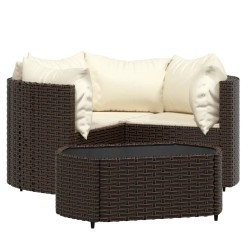 vidaXL 4-tlg. Garten-Lounge-Set mit Kissen Braun Poly Rattan
