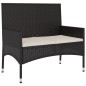 vidaXL Gartenbank 2-Sitzer mit Kissen Schwarz Poly Rattan vidaXL Gartenbank 2-Sitzer mit Kissen Schwarz Poly Rattan