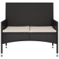 vidaXL Gartenbank 2-Sitzer mit Kissen Schwarz Poly Rattan vidaXL Gartenbank 2-Sitzer mit Kissen Schwarz Poly Rattan