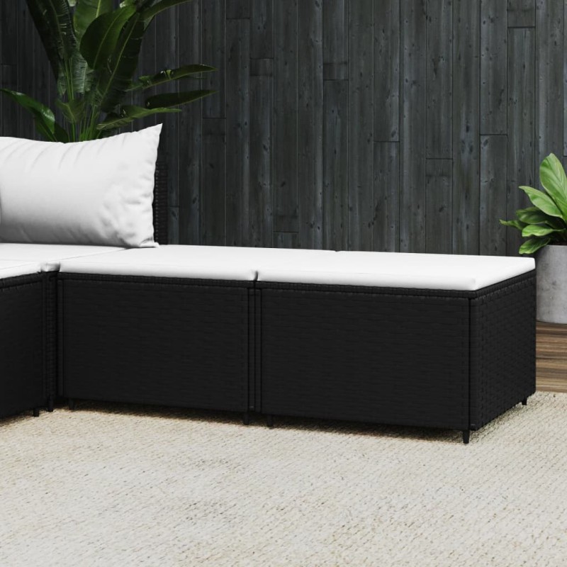 vidaXL Gartenhocker mit Kissen 2 Stk. Schwarz Poly Rattan vidaXL Gartenhocker mit Kissen 2 Stk. Schwarz Poly Rattan