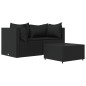 vidaXL 3-tlg. Garten-Lounge-Set mit Kissen Schwarz Poly Rattan vidaXL 3-tlg. Garten-Lounge-Set mit Kissen Schwarz Poly Rattan