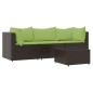 vidaXL 4-tlg. Garten-Lounge-Set mit Kissen Braun Poly Rattan vidaXL 4-tlg. Garten-Lounge-Set mit Kissen Braun Poly Rattan