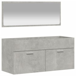 vidaXL Badschrank mit Spiegel Betongrau Holzwerkstoff