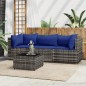 vidaXL 4-tlg. Garten-Lounge-Set mit Kissen Grau Poly Rattan vidaXL 4-tlg. Garten-Lounge-Set mit Kissen Grau Poly Rattan