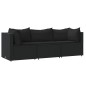 vidaXL 3-tlg. Garten-Lounge-Set mit Kissen Schwarz Poly Rattan vidaXL 3-tlg. Garten-Lounge-Set mit Kissen Schwarz Poly Rattan