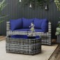 vidaXL 3-tlg. Garten-Lounge-Set mit Kissen Grau Poly Rattan vidaXL 3-tlg. Garten-Lounge-Set mit Kissen Grau Poly Rattan