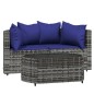 vidaXL 3-tlg. Garten-Lounge-Set mit Kissen Grau Poly Rattan vidaXL 3-tlg. Garten-Lounge-Set mit Kissen Grau Poly Rattan