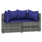 vidaXL 3-tlg. Garten-Lounge-Set mit Kissen Grau Poly Rattan vidaXL 3-tlg. Garten-Lounge-Set mit Kissen Grau Poly Rattan