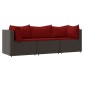 vidaXL 3-tlg. Garten-Lounge-Set mit Kissen Braun Poly Rattan vidaXL 3-tlg. Garten-Lounge-Set mit Kissen Braun Poly Rattan