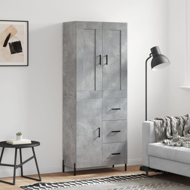 Highboard Betongrau 69,5x34x180 cm Holzwerkstoff Highboard Betongrau 69,5x34x180 cm Holzwerkstoff