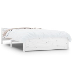 vidaXL Massivholzbett Weiß 135x190 cm