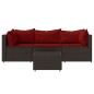 vidaXL 4-tlg. Garten-Lounge-Set mit Kissen Braun Poly Rattan vidaXL 4-tlg. Garten-Lounge-Set mit Kissen Braun Poly Rattan