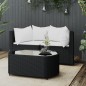 vidaXL 3-tlg. Garten-Lounge-Set mit Kissen Schwarz Poly Rattan vidaXL 3-tlg. Garten-Lounge-Set mit Kissen Schwarz Poly Rattan