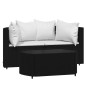 vidaXL 3-tlg. Garten-Lounge-Set mit Kissen Schwarz Poly Rattan vidaXL 3-tlg. Garten-Lounge-Set mit Kissen Schwarz Poly Rattan