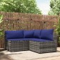 vidaXL 3-tlg. Garten-Lounge-Set mit Kissen Grau Poly Rattan vidaXL 3-tlg. Garten-Lounge-Set mit Kissen Grau Poly Rattan