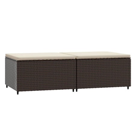 vidaXL Gartenhocker mit Kissen 2 Stk. Braun Poly Rattan