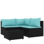 vidaXL 4-tlg. Garten-Lounge-Set mit Kissen Schwarz Poly Rattan vidaXL 4-tlg. Garten-Lounge-Set mit Kissen Schwarz Poly Rattan