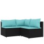 vidaXL 4-tlg. Garten-Lounge-Set mit Kissen Schwarz Poly Rattan vidaXL 4-tlg. Garten-Lounge-Set mit Kissen Schwarz Poly Rattan
