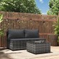 vidaXL 3-tlg. Garten-Lounge-Set mit Kissen Grau Poly Rattan vidaXL 3-tlg. Garten-Lounge-Set mit Kissen Grau Poly Rattan