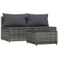 vidaXL 3-tlg. Garten-Lounge-Set mit Kissen Grau Poly Rattan vidaXL 3-tlg. Garten-Lounge-Set mit Kissen Grau Poly Rattan