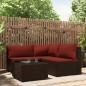 vidaXL 4-tlg. Garten-Lounge-Set mit Kissen Braun Poly Rattan vidaXL 4-tlg. Garten-Lounge-Set mit Kissen Braun Poly Rattan