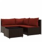 vidaXL 4-tlg. Garten-Lounge-Set mit Kissen Braun Poly Rattan vidaXL 4-tlg. Garten-Lounge-Set mit Kissen Braun Poly Rattan