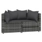 vidaXL 3-tlg. Garten-Lounge-Set mit Kissen Grau Poly Rattan vidaXL 3-tlg. Garten-Lounge-Set mit Kissen Grau Poly Rattan