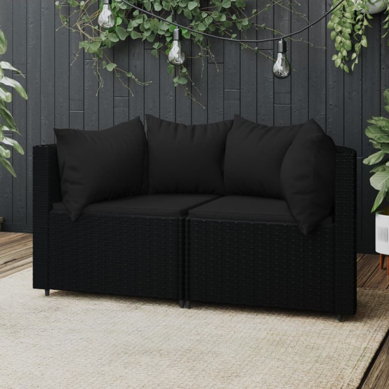 vidaXL Garten-Ecksofas mit Kissen 2 Stk. Schwarz Poly Rattan vidaXL Garten-Ecksofas mit Kissen 2 Stk. Schwarz Poly Rattan