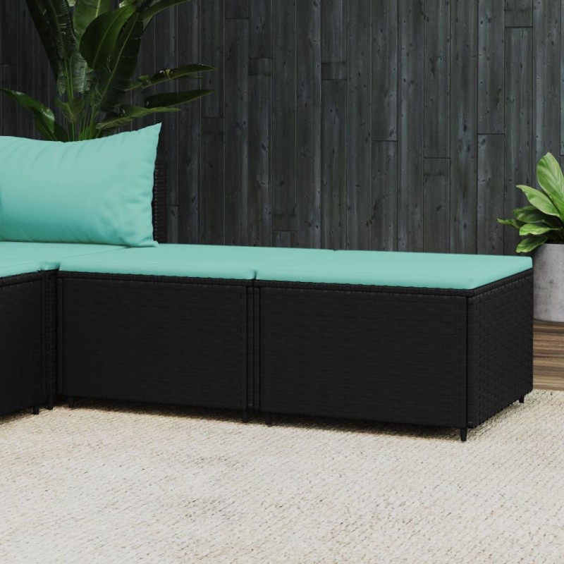 vidaXL Gartenhocker mit Kissen 2 Stk. Schwarz Poly Rattan vidaXL Gartenhocker mit Kissen 2 Stk. Schwarz Poly Rattan