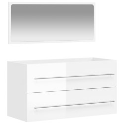 vidaXL Badschrank mit Spiegel Hochglanz-Weiß Holzwerkstoff
