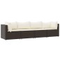 vidaXL 4-tlg. Garten-Lounge-Set mit Kissen Braun Poly Rattan vidaXL 4-tlg. Garten-Lounge-Set mit Kissen Braun Poly Rattan