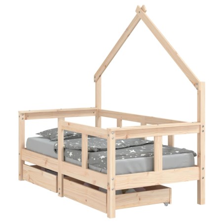 vidaXL Kinderbett mit Schubladen 70x140 cm Massivholz Kiefer