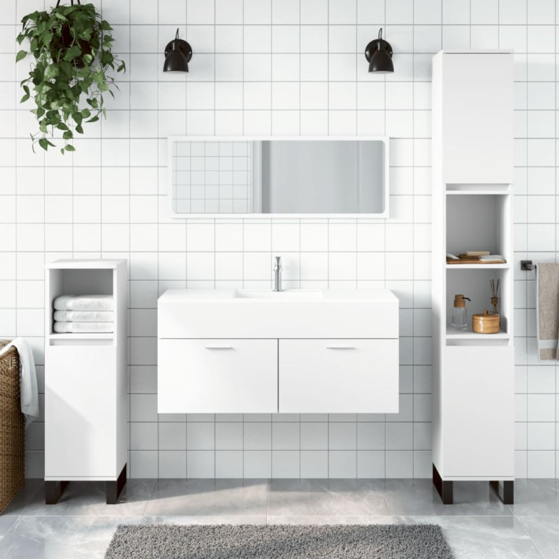 vidaXL Badschrank mit Spiegel Weiß Holzwerkstoff vidaXL Badschrank mit Spiegel Weiß Holzwerkstoff