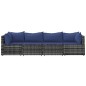 vidaXL 4-tlg. Garten-Lounge-Set mit Kissen Grau Poly Rattan vidaXL 4-tlg. Garten-Lounge-Set mit Kissen Grau Poly Rattan