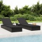 vidaXL Sonnenliege mit Tisch Schwarz Poly Rattan vidaXL Sonnenliege mit Tisch Schwarz Poly Rattan