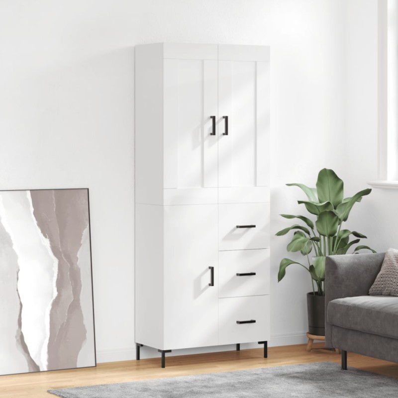 vidaXL Highboard Hochglanz-Weiß 69,5x34x180 cm Holzwerkstoff vidaXL Highboard Hochglanz-Weiß 69,5x34x180 cm Holzwerkstoff