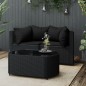 vidaXL 3-tlg. Garten-Lounge-Set mit Kissen Schwarz Poly Rattan vidaXL 3-tlg. Garten-Lounge-Set mit Kissen Schwarz Poly Rattan