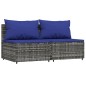 vidaXL Garten-Mittelsofas mit Kissen 2 Stk. Grau Poly Rattan vidaXL Garten-Mittelsofas mit Kissen 2 Stk. Grau Poly Rattan