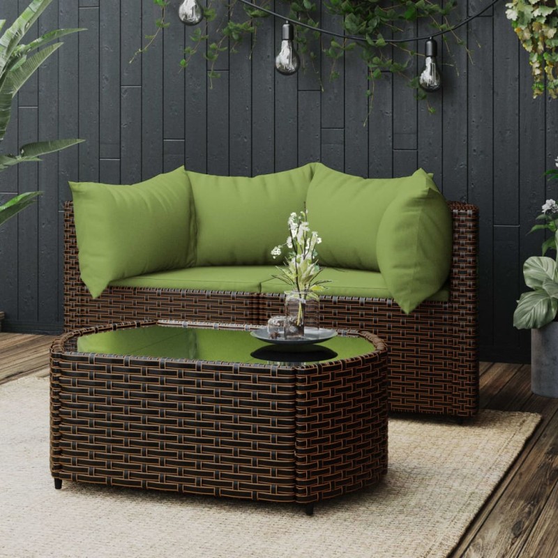 vidaXL 3-tlg. Garten-Lounge-Set mit Kissen Braun Poly Rattan vidaXL 3-tlg. Garten-Lounge-Set mit Kissen Braun Poly Rattan