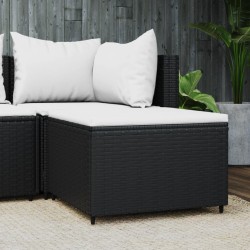 vidaXL Gartenhocker mit Kissen Schwarz Poly Rattan