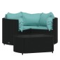 vidaXL 4-tlg. Garten-Lounge-Set mit Kissen Schwarz Poly Rattan vidaXL 4-tlg. Garten-Lounge-Set mit Kissen Schwarz Poly Rattan
