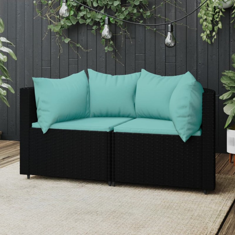 vidaXL Garten-Ecksofas mit Kissen 2 Stk. Schwarz Poly Rattan vidaXL Garten-Ecksofas mit Kissen 2 Stk. Schwarz Poly Rattan